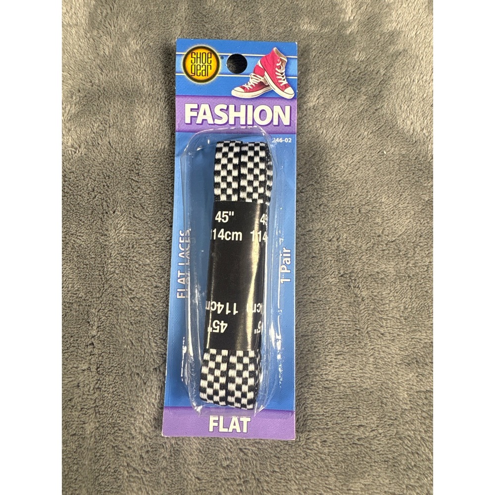 Shoe Gear Unisex Fashion Flat Shoelaces 45 Inch Black White Checkered Pattern
